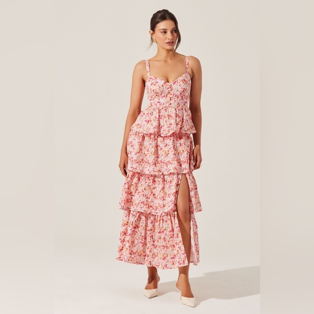 Astr The Label Midsummer Eyelet Tiered Maxi Dress B642
